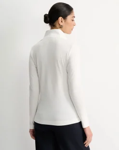 Fashion Sportscraft Lucy Snap Funnel Neck Top in Ivory