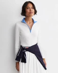 Discount Sportscraft Lucy Zip Funnel Neck Top in Ivoryblue Ivory/blue