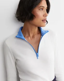 Discount Sportscraft Lucy Zip Funnel Neck Top in Ivoryblue Ivory/blue
