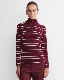 Fashion Sportscraft Lucy Zip Funnel Neck Top in Wine