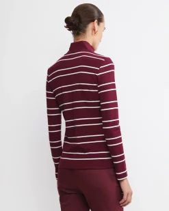 Fashion Sportscraft Lucy Zip Funnel Neck Top in Wine