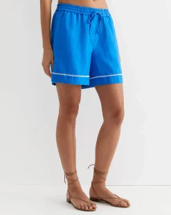 Fashion Sportscraft Lulu Blanket Stitch Linen Short in Peacock