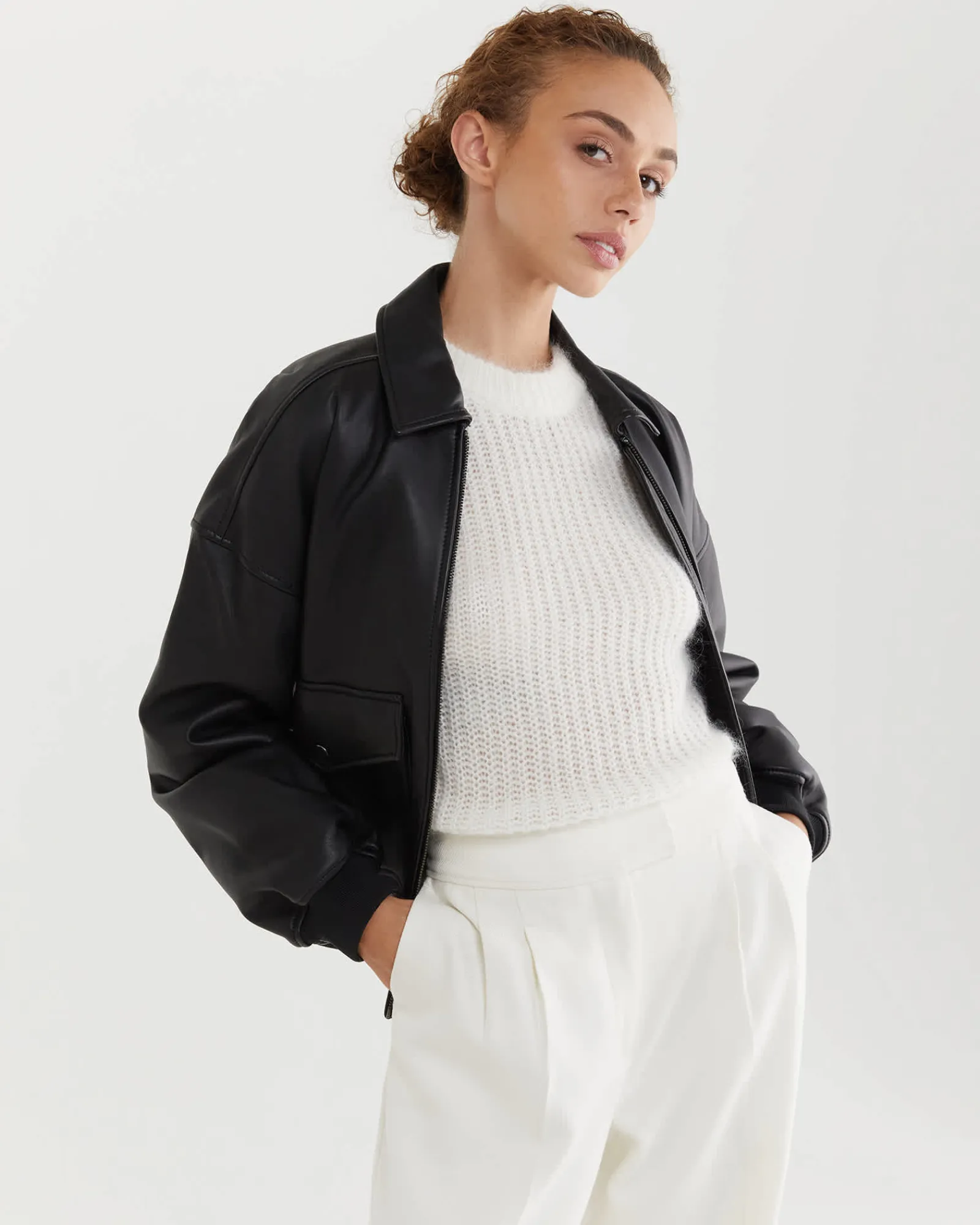 Sale Sportscraft Lulu Leather Jacket in Black