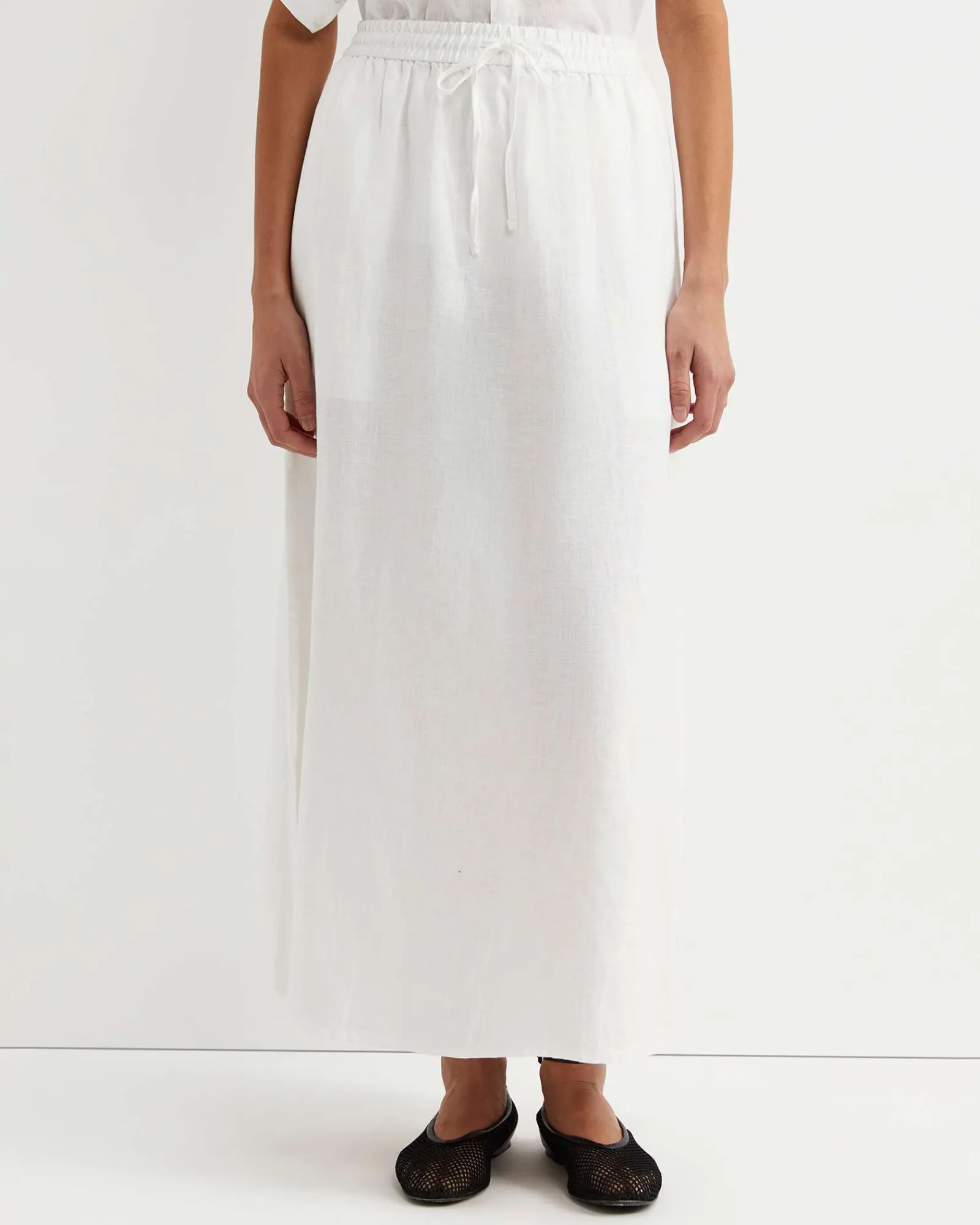Online Sportscraft Lulu Linen Midi Skirt in White