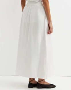 Online Sportscraft Lulu Linen Midi Skirt in White