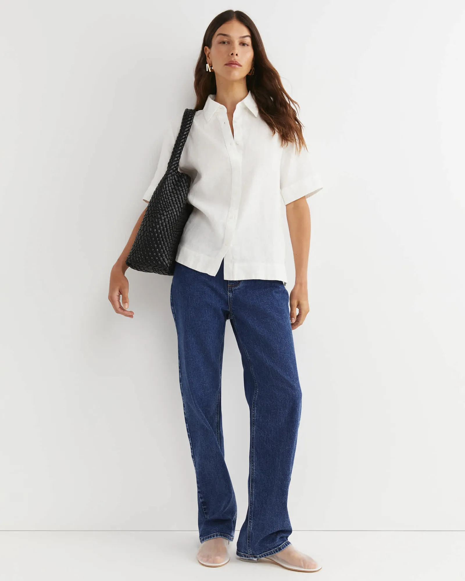 Outlet Sportscraft Lulu Short Sleeve Linen Shirt in White