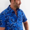 Best Sportscraft Marks Short Sleeve Cotton Shirt in Navy Multi NavyMulti