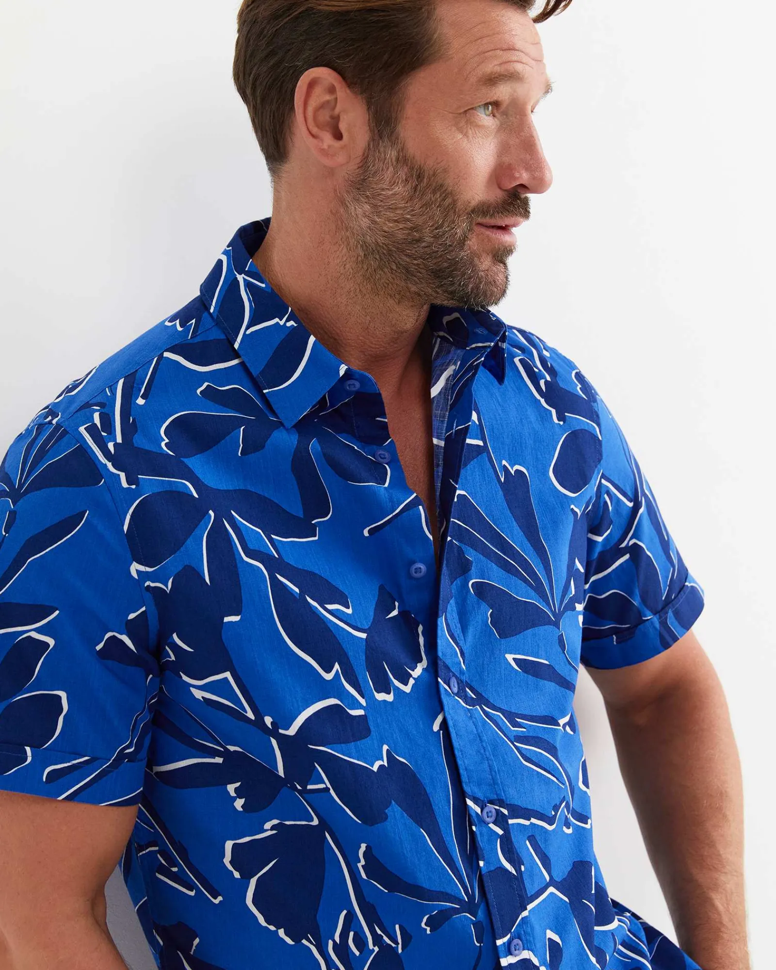 Best Sportscraft Marks Short Sleeve Cotton Shirt in Navy Multi NavyMulti