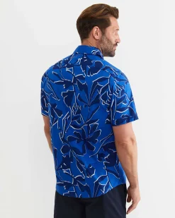 Best Sportscraft Marks Short Sleeve Cotton Shirt in Navy Multi NavyMulti