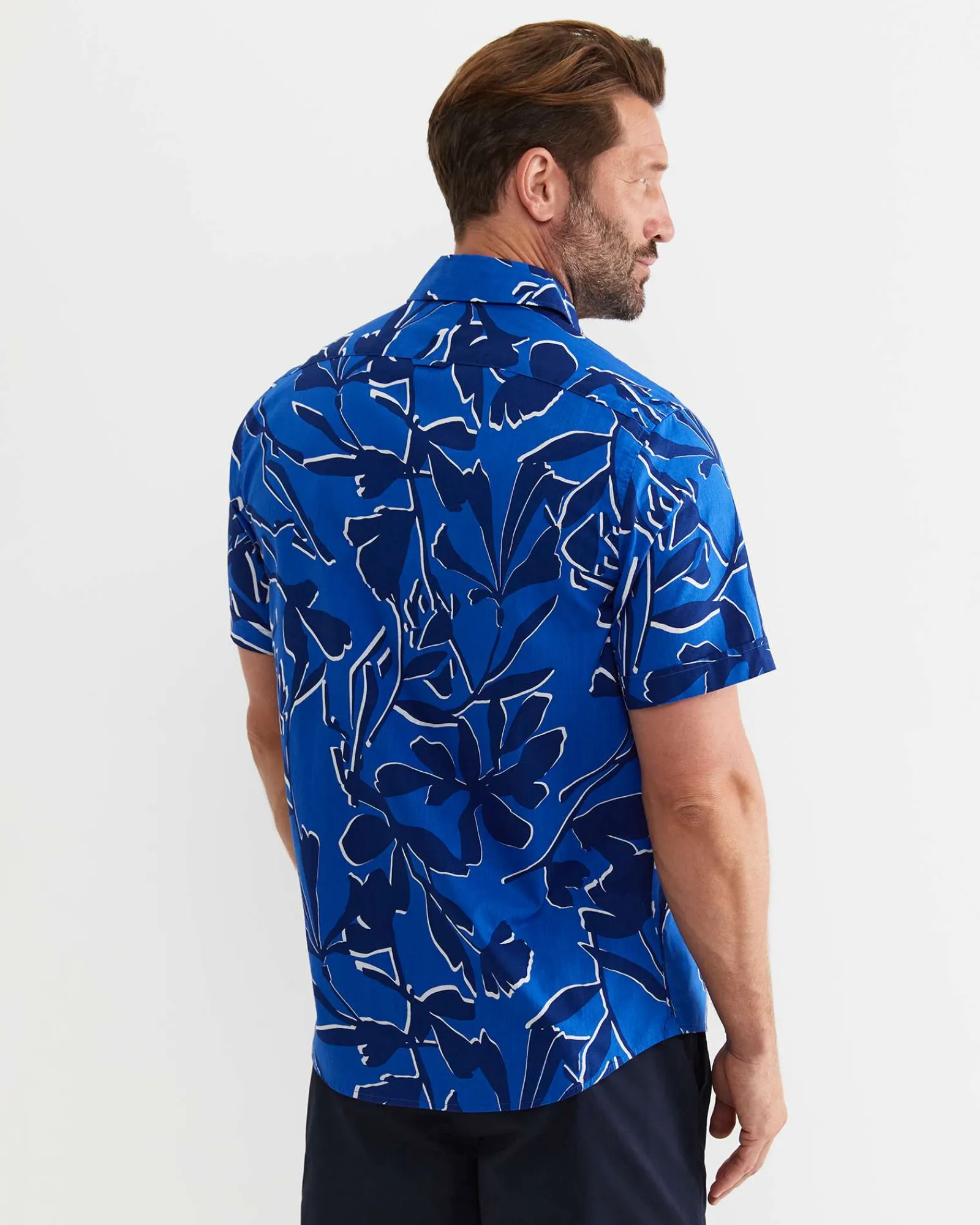 Best Sportscraft Marks Short Sleeve Cotton Shirt in Navy Multi NavyMulti