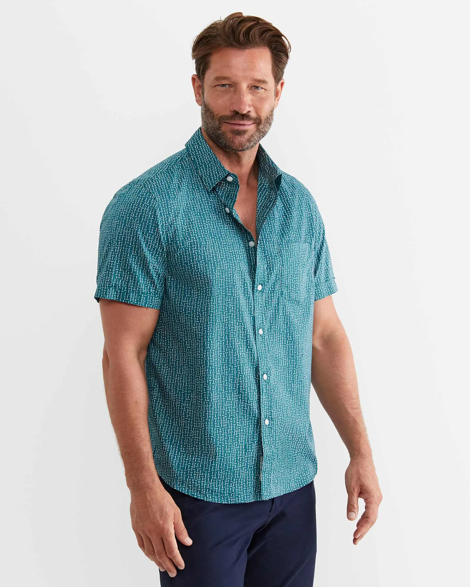 Best Sportscraft Marlin Short Sleeve Shirt in Teal