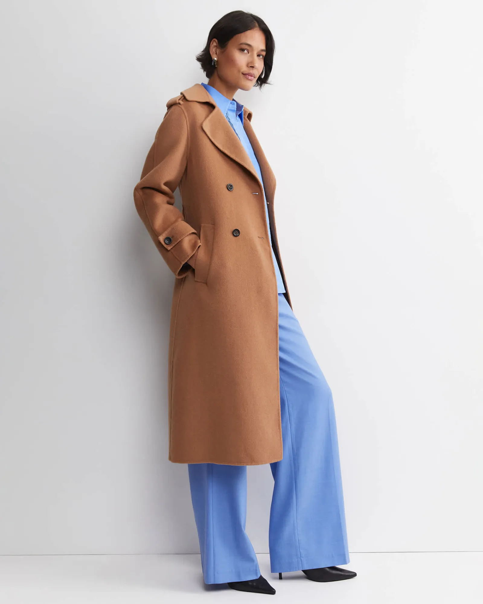Clearance Sportscraft Martha Double Breasted Trench Coat in Camel