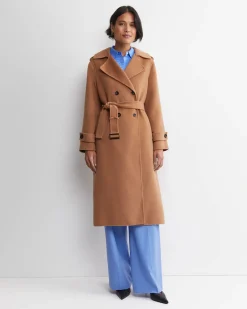 Clearance Sportscraft Martha Double Breasted Trench Coat in Camel