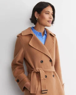 Clearance Sportscraft Martha Double Breasted Trench Coat in Camel