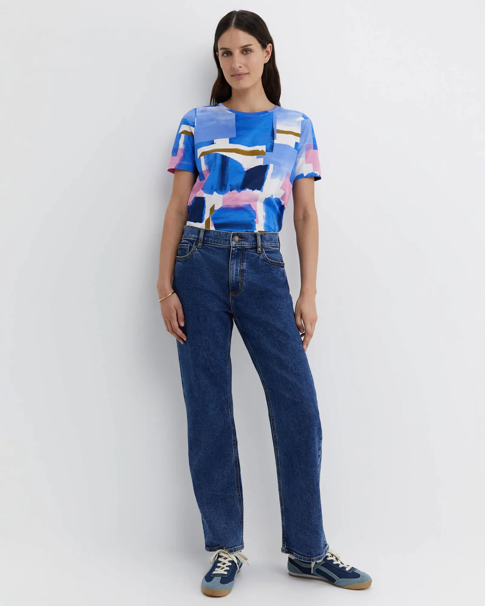 Discount Sportscraft Martine Mercerised Tee in Blue Multi BlueMulti