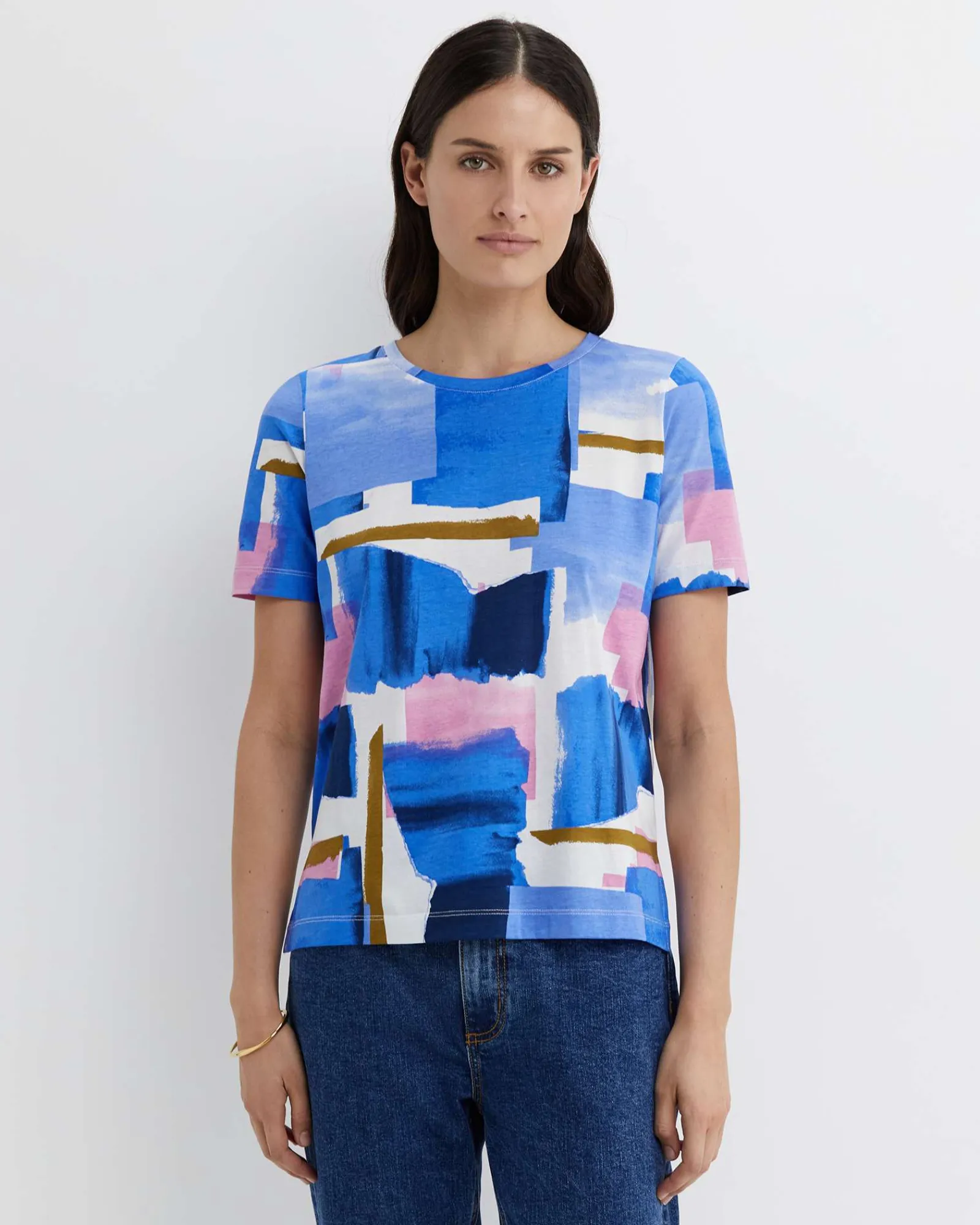 Discount Sportscraft Martine Mercerised Tee in Blue Multi BlueMulti