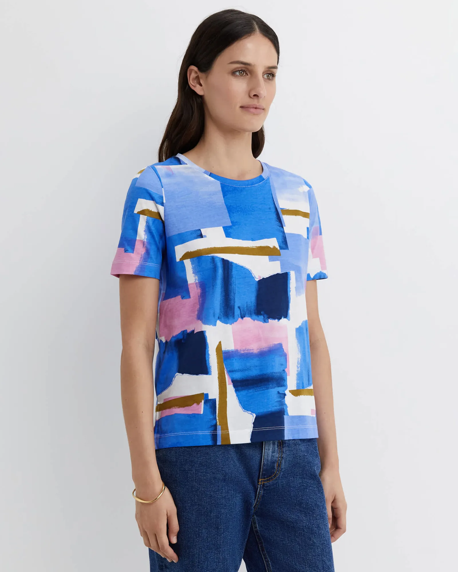 Discount Sportscraft Martine Mercerised Tee in Blue Multi BlueMulti