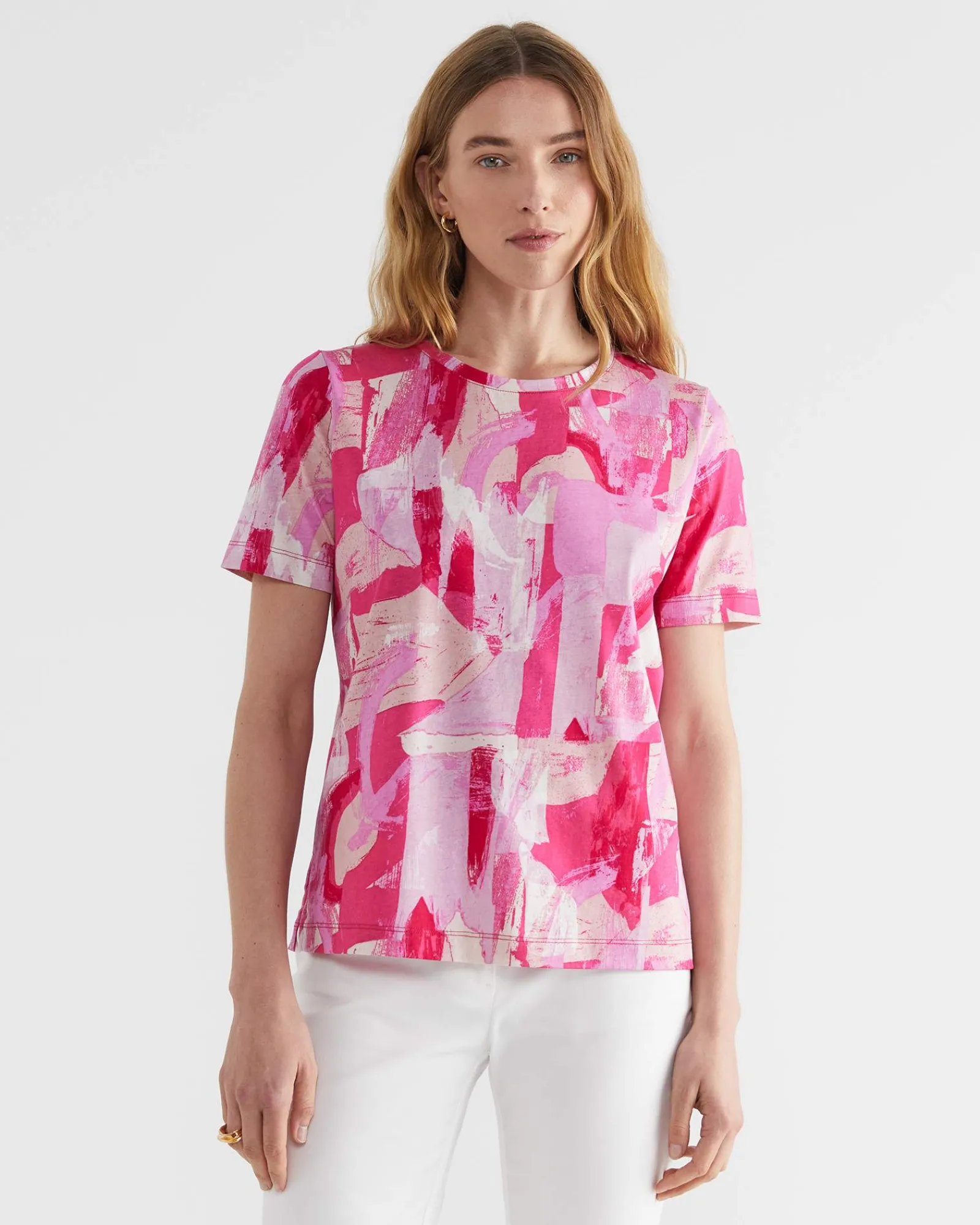 Hot Sportscraft Matera Mercerised Tee in Pink Multi PinkMulti