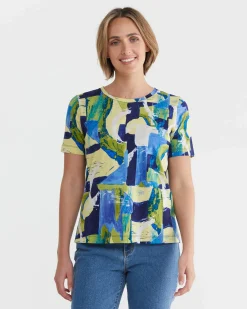Clearance Sportscraft Matera Mercerised Tee in Blue Multi BlueMulti