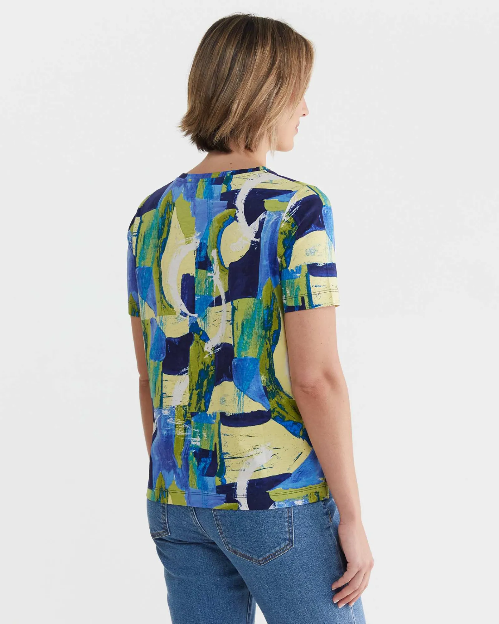 Clearance Sportscraft Matera Mercerised Tee in Blue Multi BlueMulti