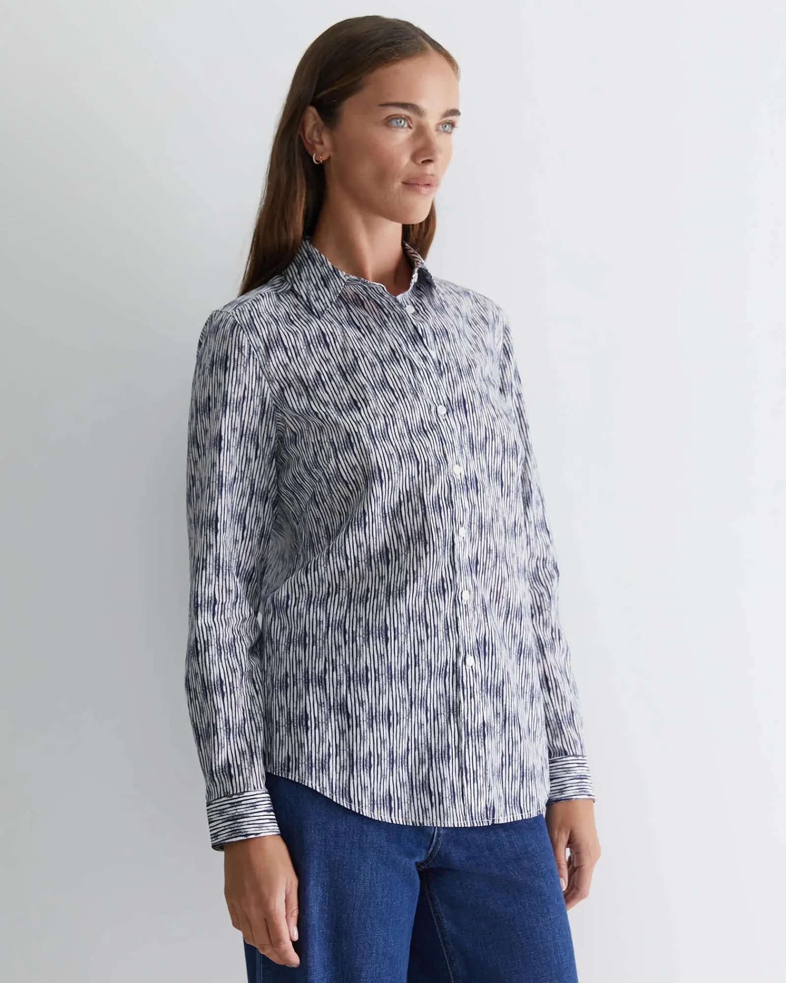 Sale Sportscraft Maya Lily Voile Shirt in Bluewhite Blue/white