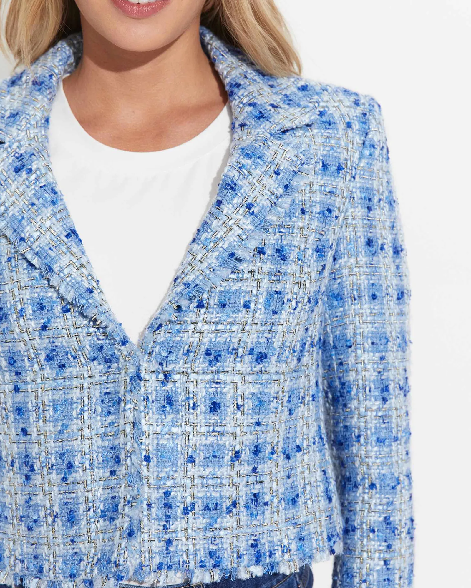 Hot Sportscraft Maya Tweed Jacket in Navy