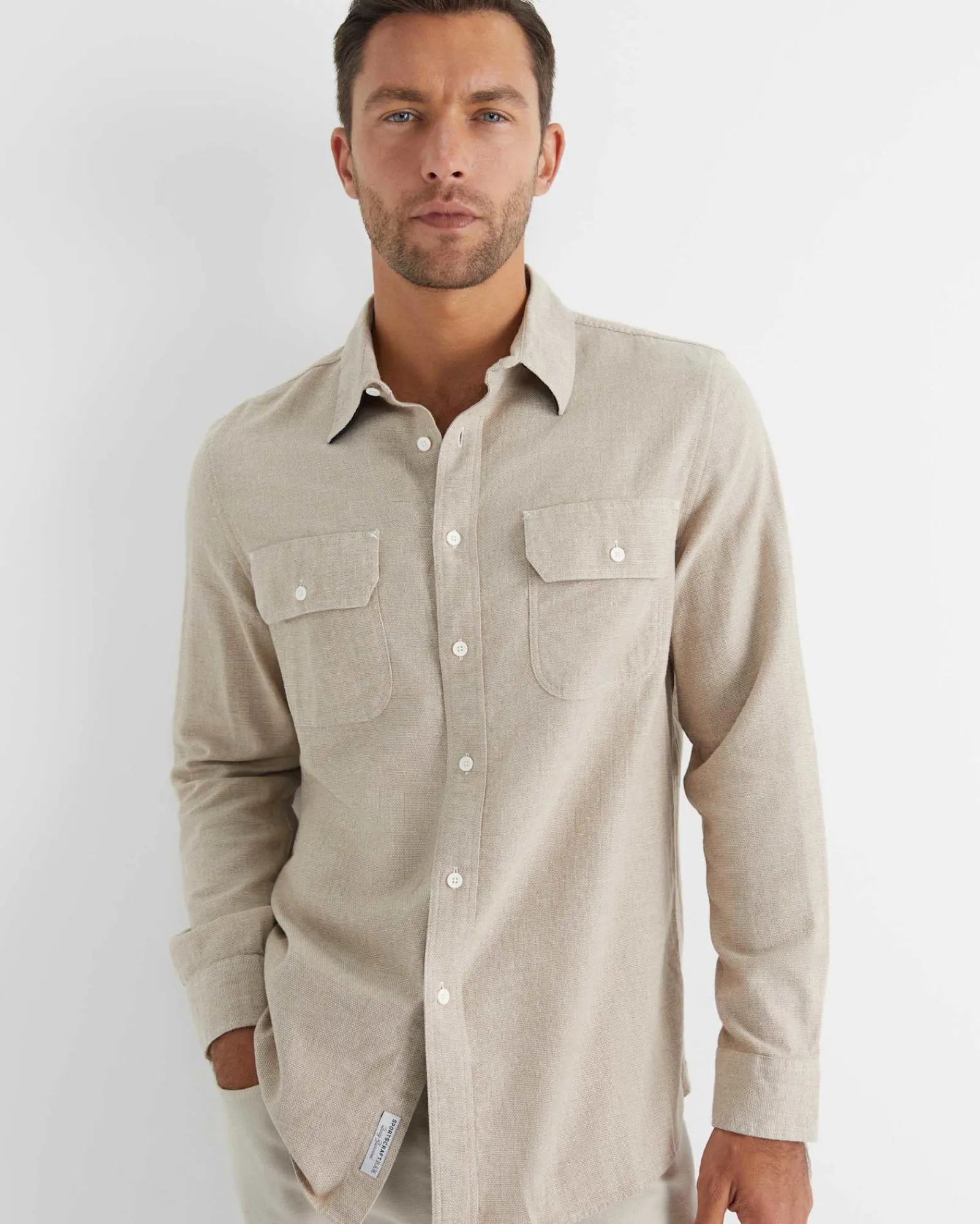 Online Sportscraft Mclure Long Sleeve Shirt in Biscuit