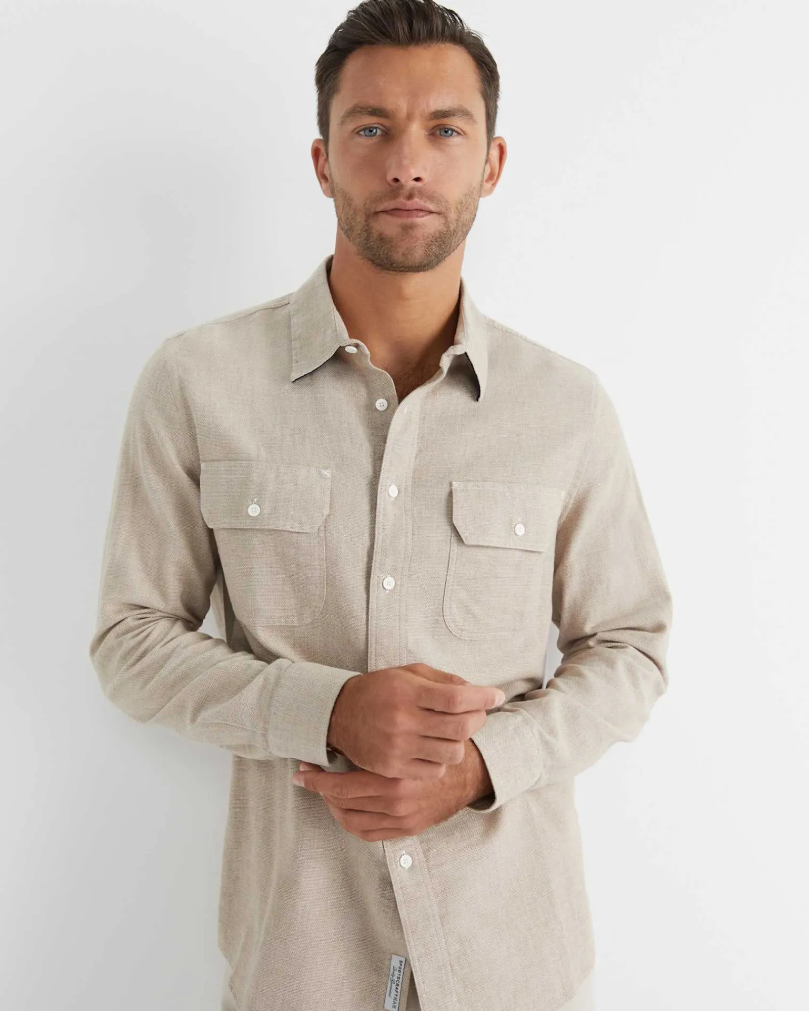 Online Sportscraft Mclure Long Sleeve Shirt in Biscuit