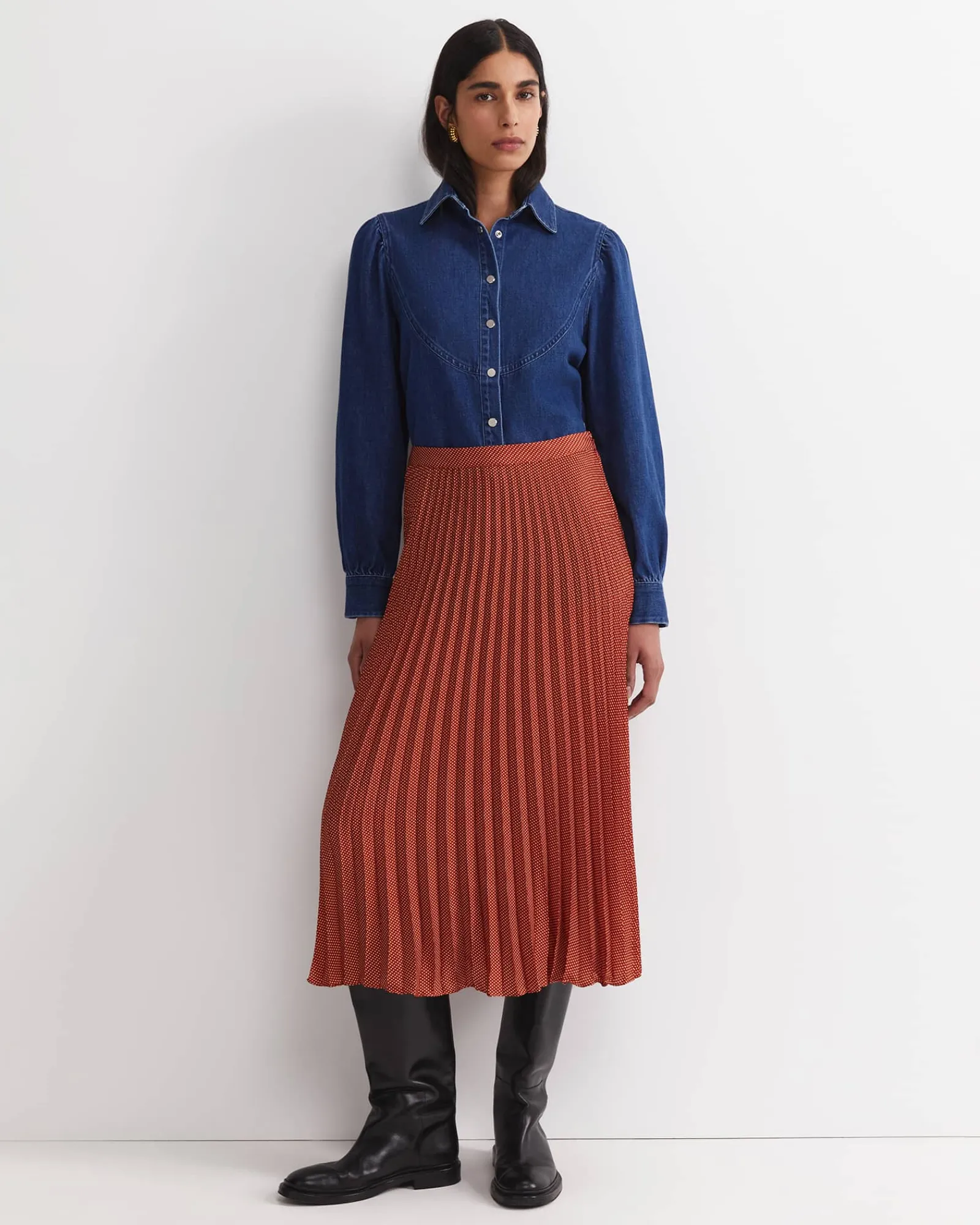 Clearance Sportscraft Megan Polka Dot Midi Skirt in Multi