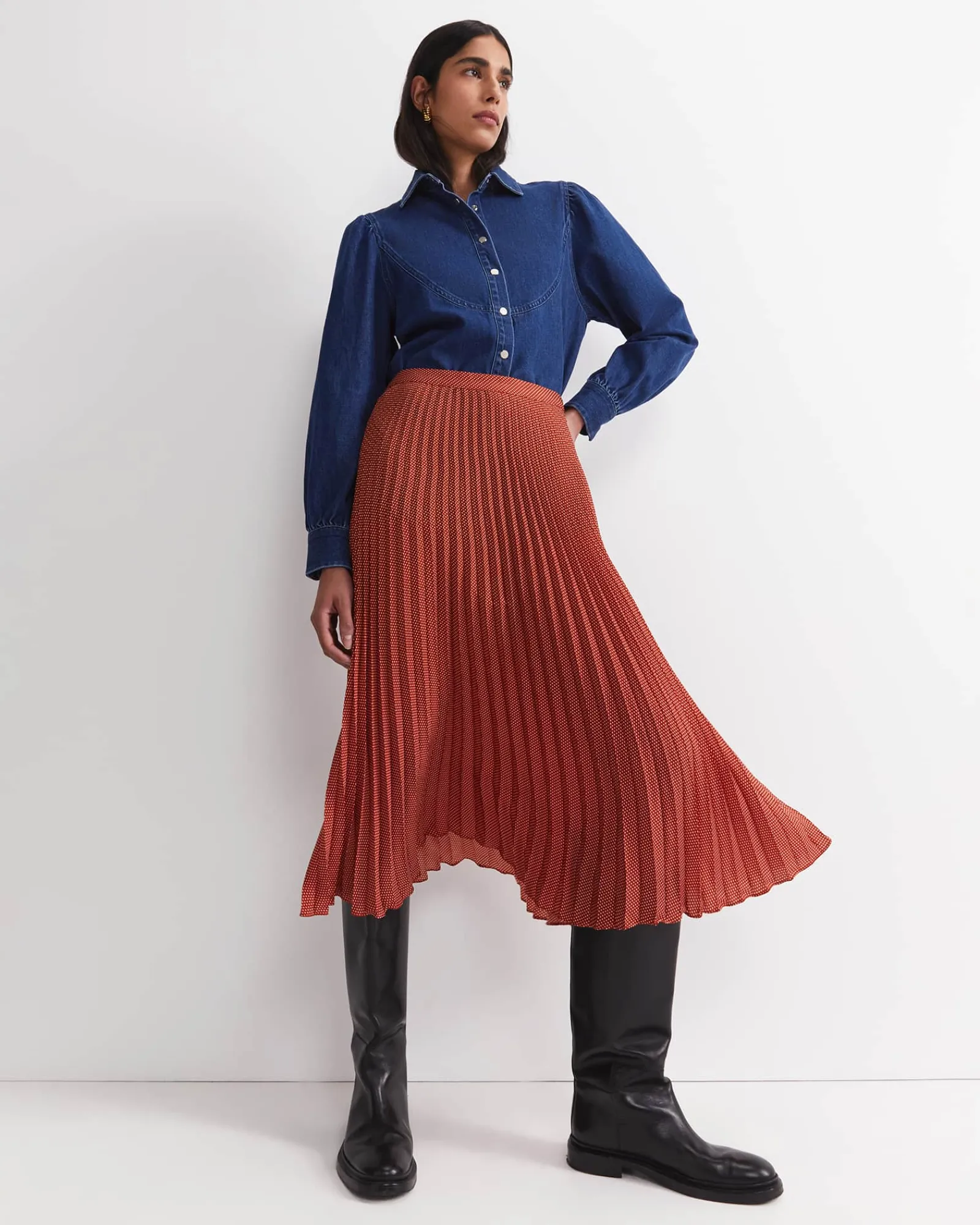 Clearance Sportscraft Megan Polka Dot Midi Skirt in Multi