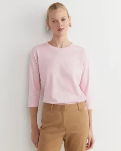 New Sportscraft Mercerised Cotton 3/4 Sleeve Tee in Soft Pink SoftPink