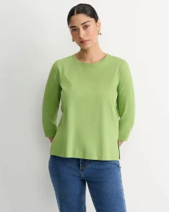 Fashion Sportscraft Mercerised Cotton 3/4 Sleeve Tee in Avocado