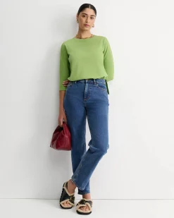Fashion Sportscraft Mercerised Cotton 3/4 Sleeve Tee in Avocado