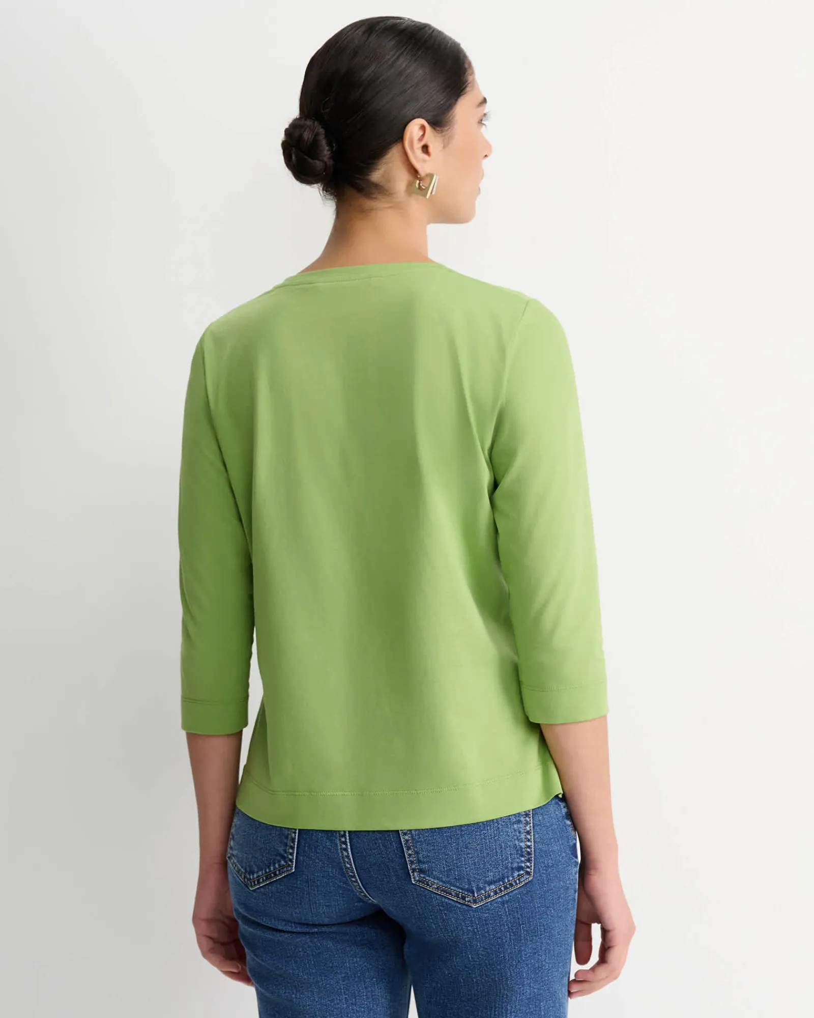 Fashion Sportscraft Mercerised Cotton 3/4 Sleeve Tee in Avocado