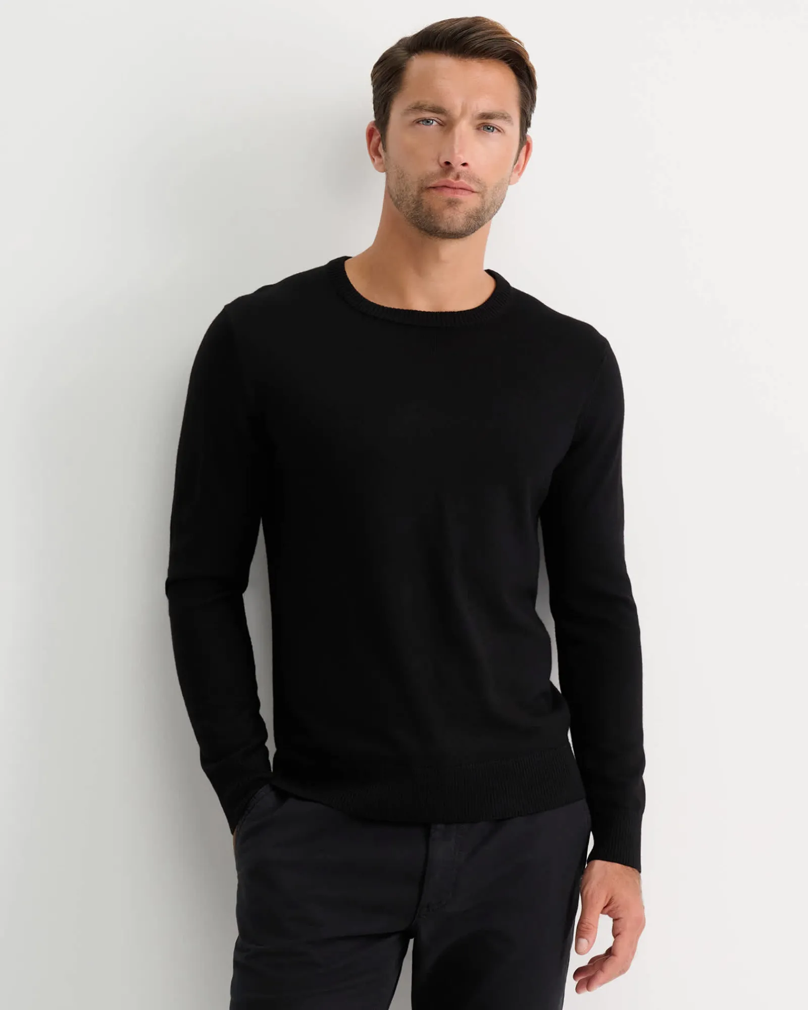 Sale Sportscraft Merino Crew Neck Knit in Black