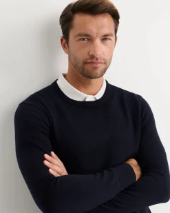 New Sportscraft Merino Crew Neck Knit in Navy