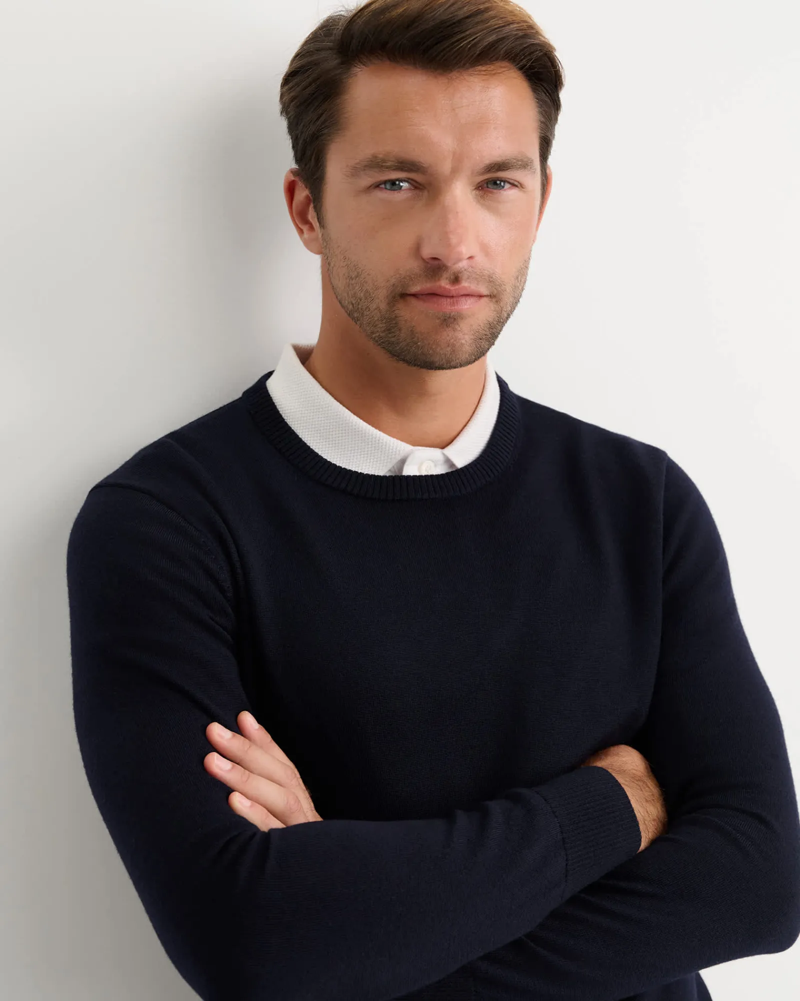 New Sportscraft Merino Crew Neck Knit in Navy