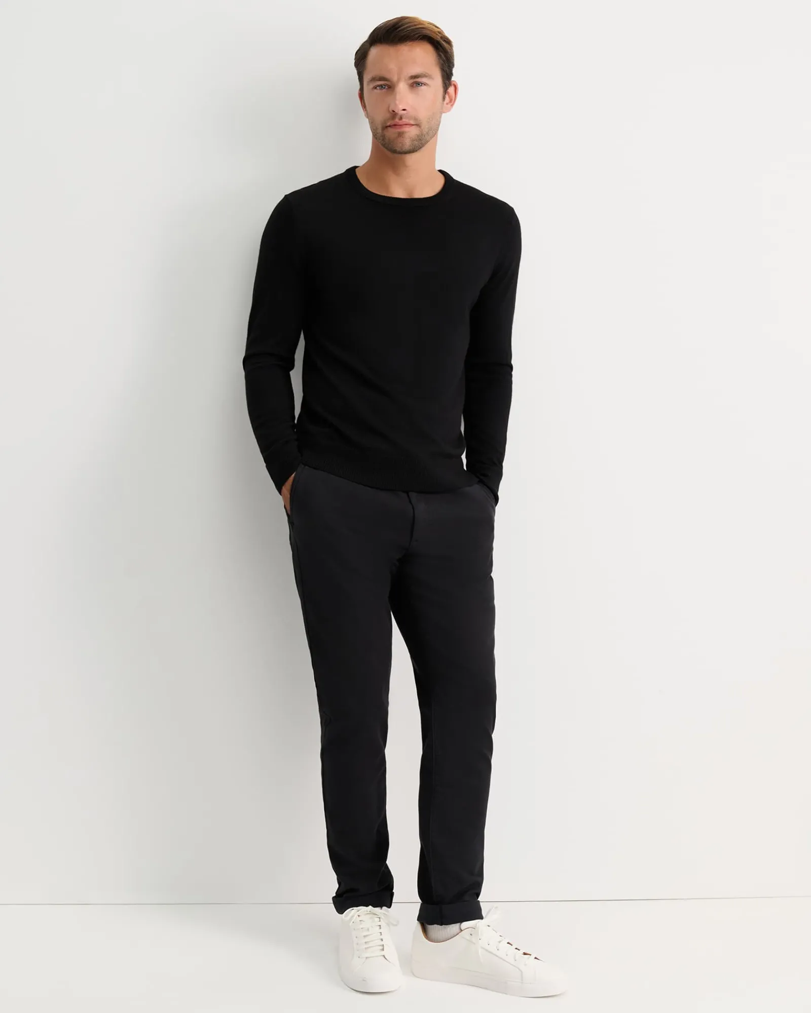 Sale Sportscraft Merino Crew Neck Knit in Black