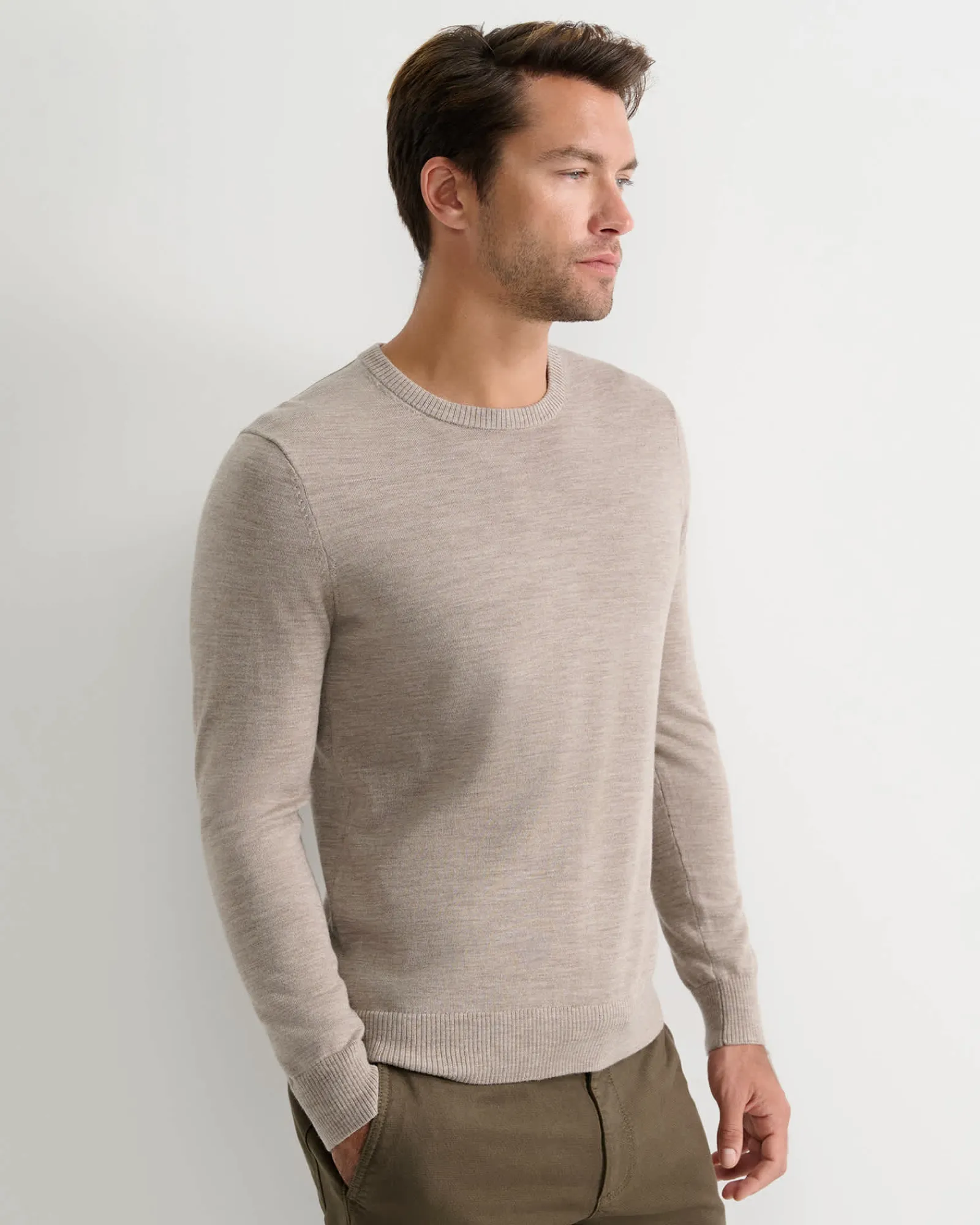 Discount Sportscraft Merino Crew Neck Knit in Birch