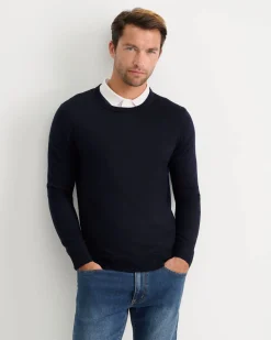 New Sportscraft Merino Crew Neck Knit in Navy