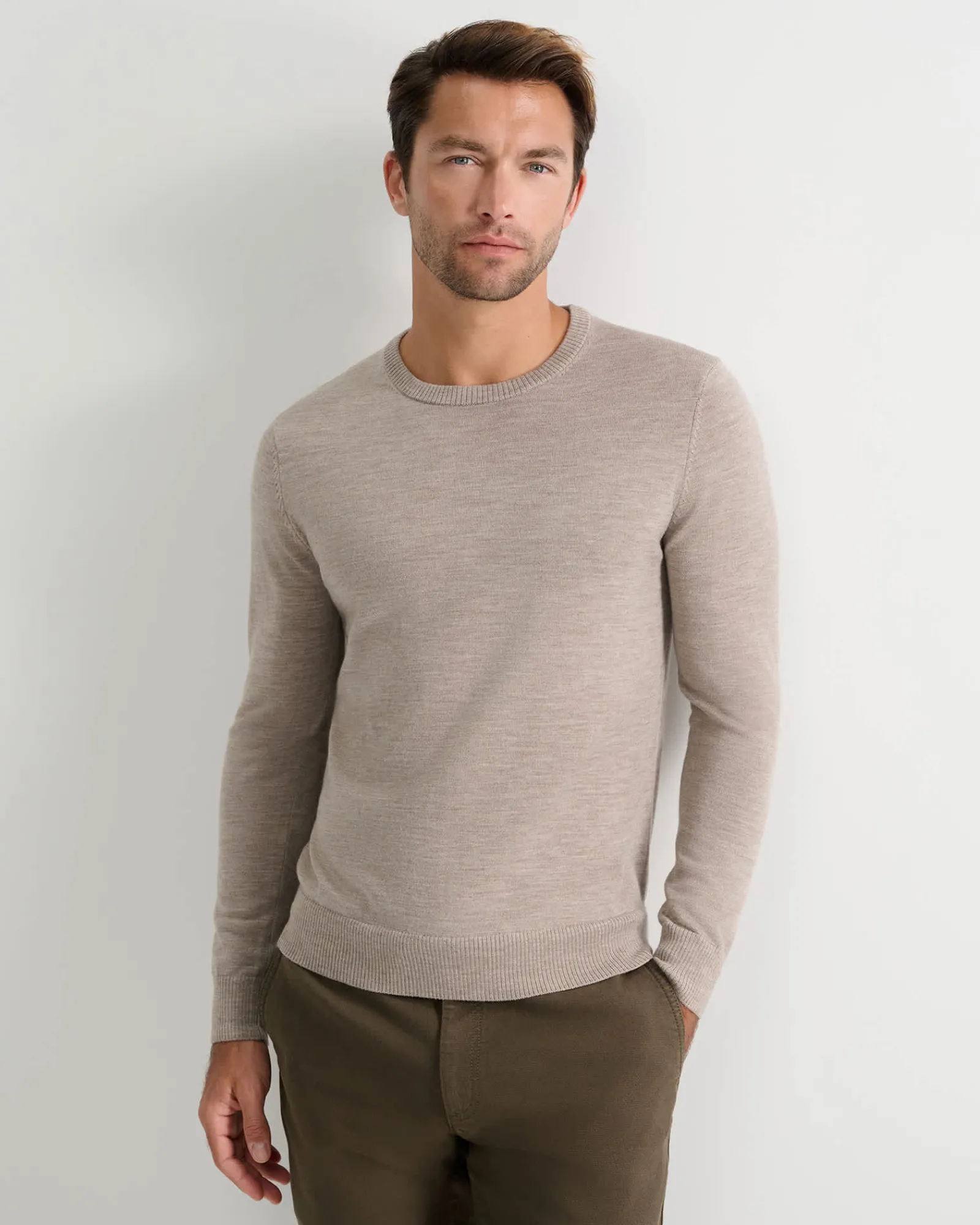 Discount Sportscraft Merino Crew Neck Knit in Birch