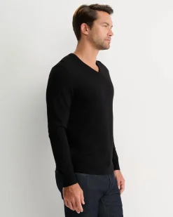 Discount Sportscraft Merino V-Neck Knit in Black