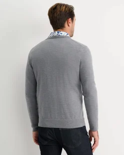 Discount Sportscraft Merino V-Neck Knit in Charcoal Melange CharcoalMelange