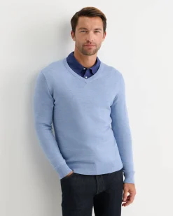 Online Sportscraft Merino V-Neck Knit in Ice Blue IceBlue