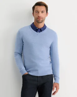 Online Sportscraft Merino V-Neck Knit in Ice Blue IceBlue