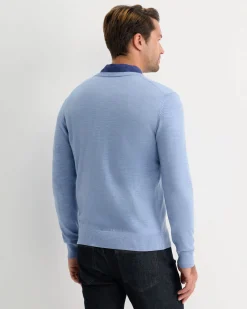 Online Sportscraft Merino V-Neck Knit in Ice Blue IceBlue