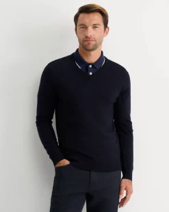Outlet Sportscraft Merino V-Neck Knit in Navy