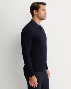 Outlet Sportscraft Merino V-Neck Knit in Navy
