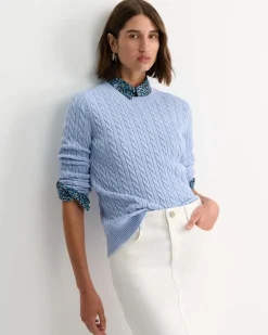 Clearance Sportscraft Merino Wool Baby Cable Sweater in Pale Blue PaleBlue
