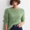 Best Sportscraft Merino Wool Baby Cable Sweater in Pesto